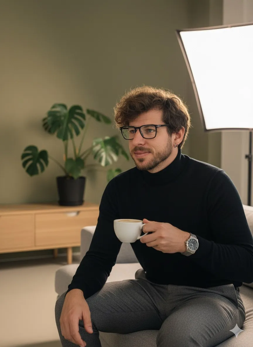 Marc en una cafetería